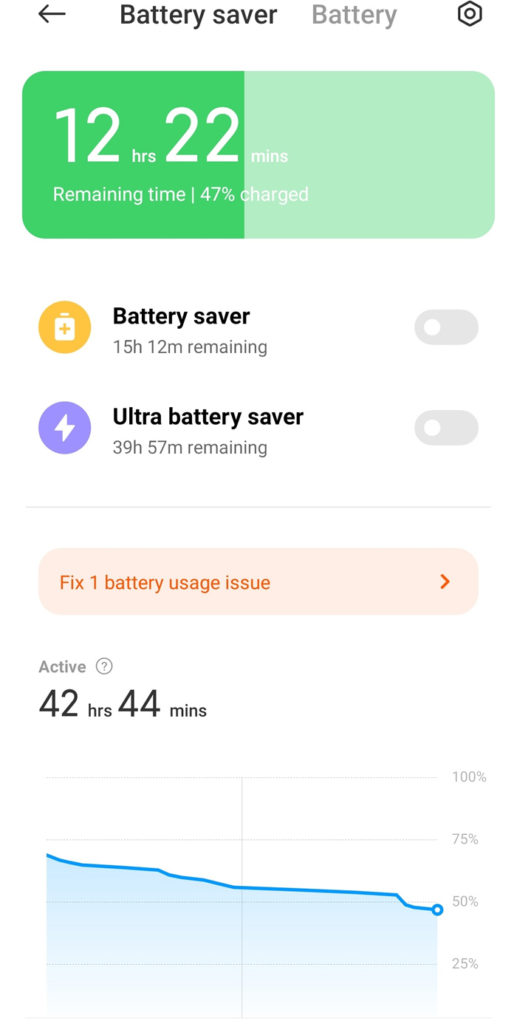 Xiaomi battery use screenshot